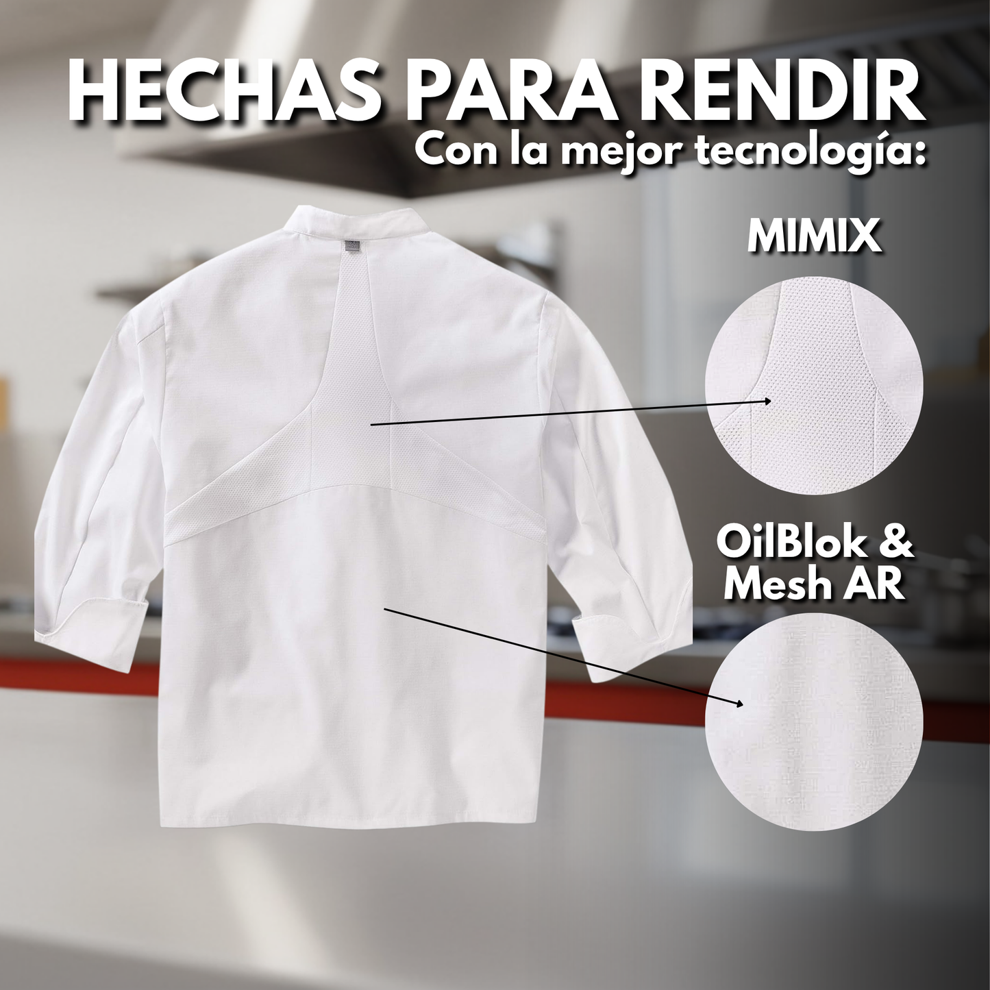Men'S Chef Coat with Mimix and Oilblok
