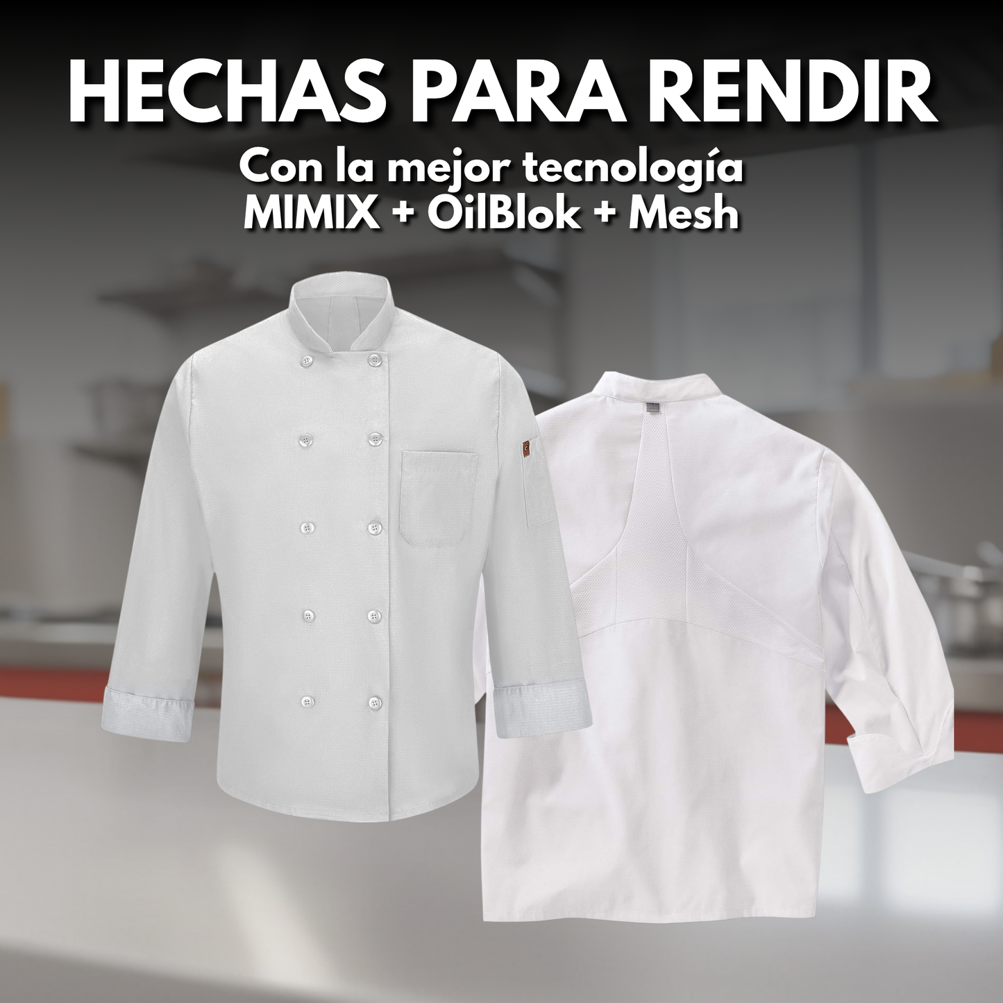 Men'S Chef Coat with Mimix and Oilblok